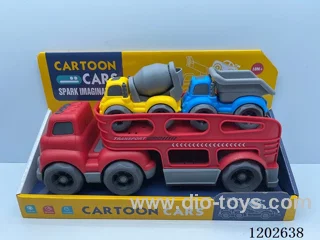 Skidding Tractor Transportation Vehicle (with 2 mixer trucks + dump truck)