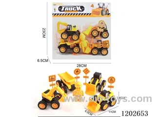 Four inertia engineering vehicles + engineers 4 road signs