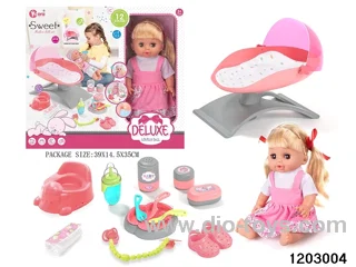 14-inch  doll with a baby crib，drink and pee function