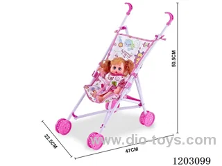 Plastic stroller with 10-inch  empty body dolls with music