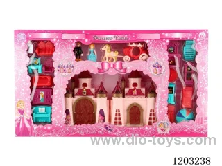 (GCC)Colorful light castle with 12 music (included 3* AG13 batteries)+furniture/princess/prince/carriage