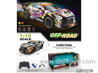 1:18 5 ch 27MHZ pvc GTR racing RC car with light/spray(included 3.7V lithium battery) USB cable