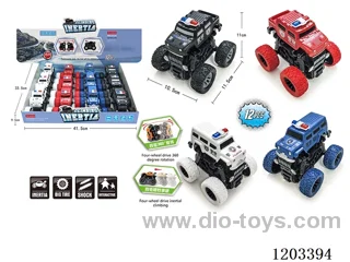 12PCS Double Inertia Rotating Stunt Police Vehicle