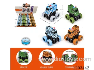 16PCS Dual Inertia Rotating Stunt Military Police Vehicle