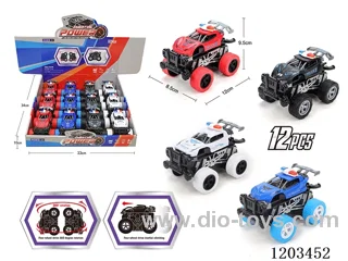 12PCS Inertia 360 degree rotating police car