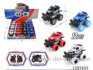 12PCS Inertia 360 degree rotating police car