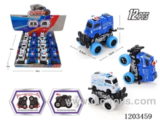 12PCS Inertia rotating police car