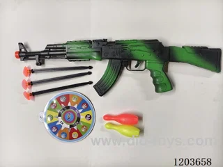 AK painted pin gun with bowling target