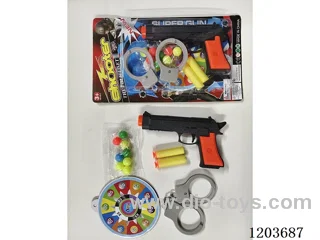 solid color eva ping pong gun with handcuffs target