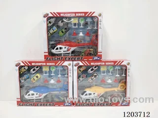 Solid Color Pull Line Fire Dragon Helicopter + Tin Back Racing Set
