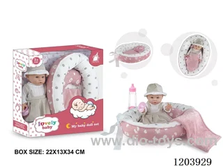 12-inch doll with baby cradle