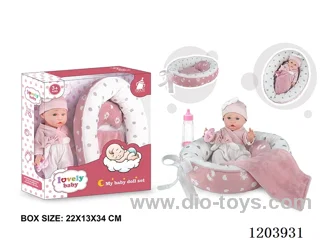 14-inch doll with baby cradle