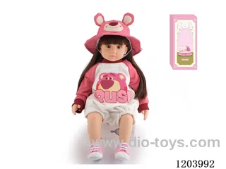 60cm soft plastic doll (wig cover) with bottle, magnetic pacifier, diaper, birth card, shoes