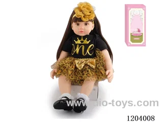 60cm soft plastic doll (wig cover) with bottle, magnetic pacifier, diaper, birth card, shoes