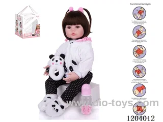 60cm doll (wig cover) with bottle, magnetic pacifier, diaper, birth card, ring panda, with gravity sensing voice function