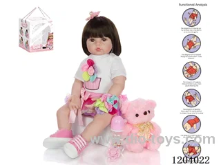 60cm doll (wig cover) with bottle, magnetic pacifier, diaper, birth card, shoes, bear with gravity sensing voice function