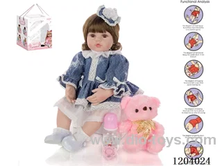 60cm doll (wig cover) with bottle, magnetic pacifier, diaper, birth card, shoes, bear with gravity sensing voice function