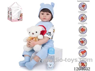 60cm doll (wig cover) with bottle, magnetic pacifier, diaper, birth card, bear, with gravity sensing voice function
