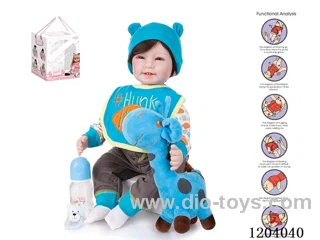 55cm doll (wig cover) with bottle, magnetic pacifier, diaper, birth card, giraffe, with gravity sensing voice function