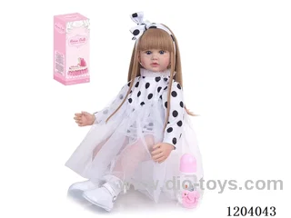 60cm soft plastic doll (wig cover) with bottle, magnetic pacifier, diaper, birth card, shoes