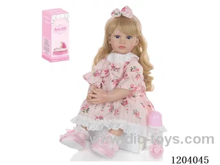 60cm soft plastic doll (wig cover) with bottle, magnetic pacifier, diaper, birth card, shoes