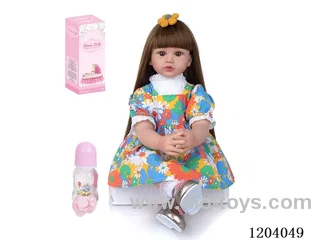 60cm soft plastic doll (wig cover) with bottle, magnetic pacifier, diaper, birth card, shoes