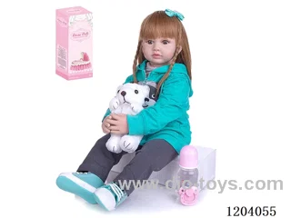 60cm soft plastic doll (wig cover) with bottle, magnetic pacifier, diaper, birth card, shoes, bear