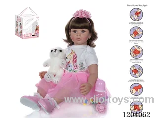 60cm doll (wig cover) with bottle, magnetic pacifier, diaper, birth card, shoes, bear with gravity sensing voice function