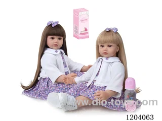 60cm soft plastic doll (wig cover) with bottle, magnetic pacifier, diaper, birth card, shoes