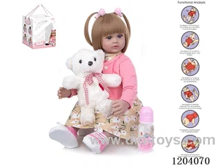 60cm doll (wig cover) with bottle, magnetic pacifier, diaper, birth card, shoes, bear with gravity sensing voice function