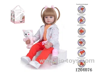 60 Birth doll High Simulation baby doll (wig set) with bottle, magnetic pacifier, diaper, birth card, shoes, bear, with gravity sensing voice function