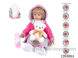 60cm doll (wig cover) with bottle, magnetic pacifier, diaper, birth card, shoes, bear with gravity sensing voice function