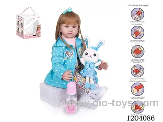 60cm doll (wig cover) with bottle, magnetic pacifier, diaper, birth card, shoes, bunny with gravity sensing voice function