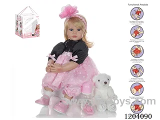 60cm doll (wig cover) with bottle, magnetic pacifier, diaper, birth card, shoes, bear with gravity sensing voice function