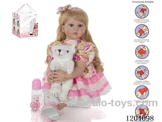 60cm doll (wig cover) with bottle, magnetic pacifier, diaper, birth card, shoes, bear with gravity sensing voice function
