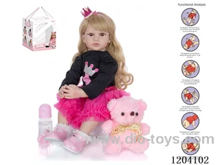 60cm doll (wig cover) with bottle, magnetic pacifier, diaper, birth card, shoes, bear with gravity sensing voice function