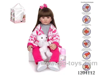 60cm doll (wig cover) with bottle, magnetic pacifier, diaper, birth card, shoes, bear with gravity sensing voice function
