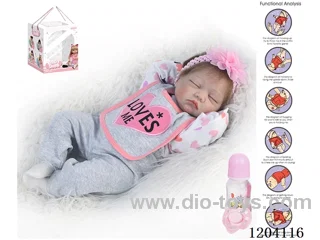 55cm doll (wig cover) with bottle, magnetic pacifier, diaper, birth card, gravity sensing voice function
