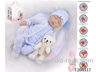 55cm doll (wig cover) with bottle, magnetic pacifier, diaper, birth card, small stuffed bear, with gravity sensing voice function