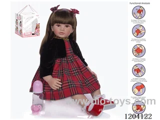 55cm simulation doll (wig) with bottle, magnetic nipple, diaper, birth card, with gravity sensing sound function.