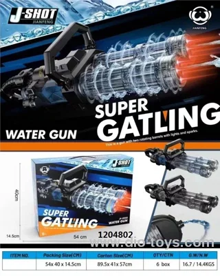 TWIN BARREL WITH ILLUMINATED CANNON GATLING ELECTRIC WATER GUN (PEARLESCENT BLUE)