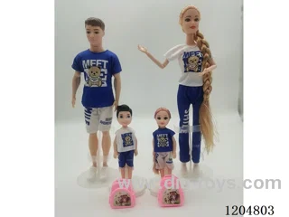 Parent-child 11.5-inch solid Barbie with 2 5-inch solid Barbie with schoolbag 2 mixes