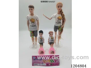 Parent-child 11.5-inch solid Barbie with 2 5-inch solid Barbie with schoolbag 2 mixes