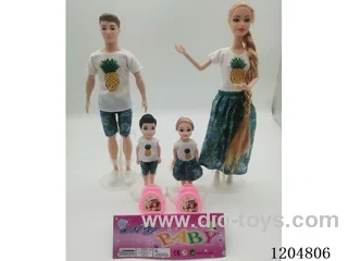 Parent-child 11.5-inch solid Barbie with 2 5-inch solid Barbie with school bag 2 mixes