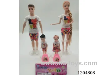Parent-child 11.5-inch solid Barbie with 2 5-inch solid Barbie with school bag 2 mixes