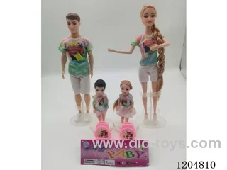 Parent-child 11.5-inch solid Barbie with 2 5-inch solid Barbie with school bag 2 mixes