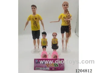 Parent-child 11.5-inch solid Barbie with 2 5-inch solid Barbie with school bag 2 mixes