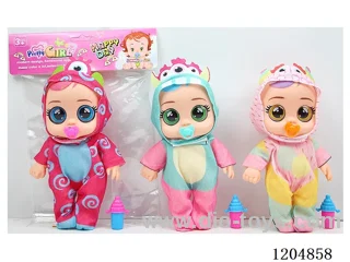 8 inch 19 cm 5 joints enameled 3D real eye doll with pacifier + bottle + IC (AG13 * 2) Multi-mixed