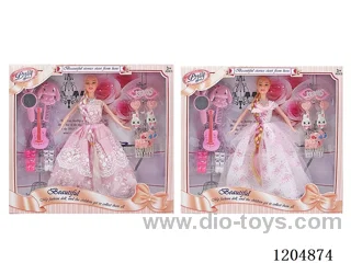 11.5 inch 30CM 5 joints solid color printing eye Barbie + plastic accessories two mixed packages
