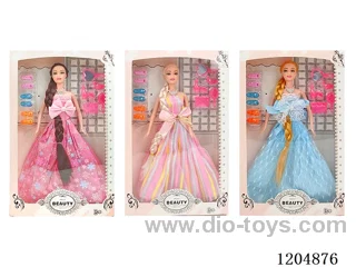 11.5 inch 30CM 5 joints Solid color printing eye Barbie+Blister accessories three mixes